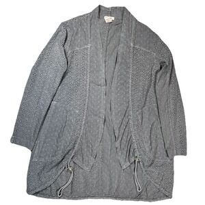 Sundance Women's Gray Eyelet Open Front Cardigan Jacket Sz Medium Boho Festival